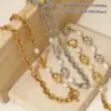 Wholesale PVD Coated Real Gold Plated 16K White Plating Solid Color 304 Stainless Steel Freshwater Pearl IG Style Simple Classic Waterproof Non Tarnish Bracelets Necklace