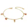 14K Real Gold Plated Brass Zircon Starfish Crab Bracelets