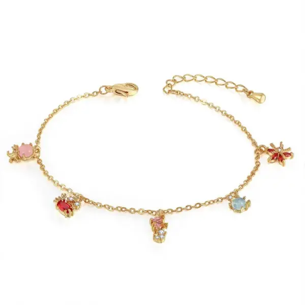 14K Real Gold Plated Brass Zircon Starfish Crab Bracelets