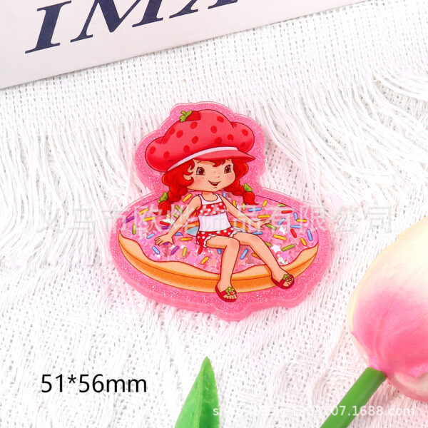 Wholesale New glittery star cartoon strawberry girl bag accessory acrylic pin cute DIY patch