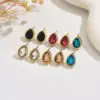 304 Stainless Steel Glass Water oplets Ion Plating (IP) Artificial Rhinestones 18K Gold Plated Vintage Style French Style Classic Style Waterproof Non Tarnish Inlay Multicolor-Golden Yellow Ear Studs