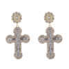 Wholesale diamond cross earrings fashion temperament medieval gold and silver pin earrings earrings