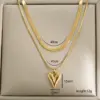 Ion Plating (IP) Heart Shape 304 Stainless Steel Basic Waterproof Non Tarnish 304 Stainless Steel Double Layer Necklaces
