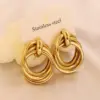 Wholesale Gold Titanium Steel Geometric Earrings Simple Design Luxury Women's Fashion Jewelry Elegant Vintage Sensation Round Shape