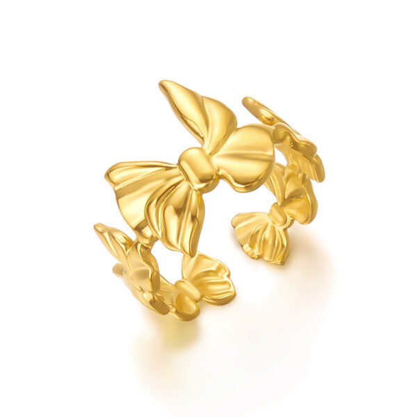 oly-c17ef460b1c5717daed975ca5a2b8c35 Wholesale Cross-border Stainless Steel Ring Irregular High-grade Sense Real Gold Plating Fadeless Butterfly Shell Starfish All-match Ring