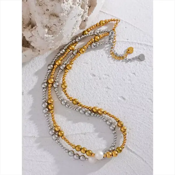 Wholesale Ion Plating (IP) Round 302 Stainless Steel 304 Stainless Steel Imitation Pearl Casual Elegant Simple Style Waterproof Non Tarnish 302 Stainless Steel Necklace
