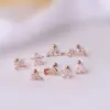 316L Stainless Steel Copper Zircon Ear Cartilage Rings & Studs Flower Waterproof Non Tarnish Surgical Steel Women'S