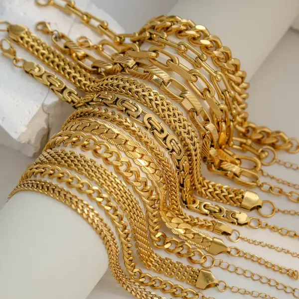 Wholesale Ion Plating (IP) Letter 304 Stainless Steel Classic Style Waterproof Non Tarnish 304 Stainless Steel Lobster Trigger Clasp Closure Chain Bracelet