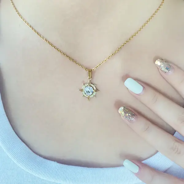 Wholesale Jewelry Fairy Style Korean Style Starry Sky Moon 304 Stainless Steel Copper Zircon Plating Inlay Pendant Necklace