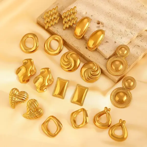 Wholesale 1 Pair Retro Solid Color Plating 304 Stainless Steel Stainless Steel Earrings