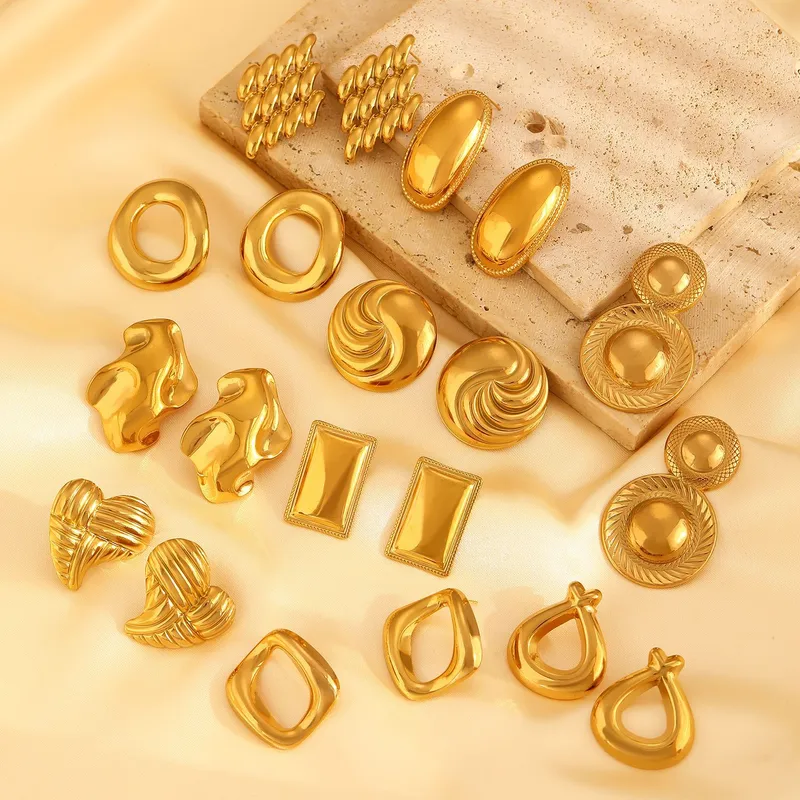 Wholesale 1 Pair Retro Solid Color Plating 304 Stainless Steel Stainless Steel Earrings