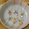 Wholesale Vacuum Plating 16K Gold Plated 18K Gold Plated Sunflower Heart Shape 304 Stainless Steel Sweet Commute 304 Stainless Steel Lobster Trigger Clasp Closure Pendant Necklace