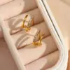 Wholesale PVD Coated Real Gold Plated 18K Gold Geometric 304 Stainless Steel Simple Style Waterproof Non Tarnish Ear Studs