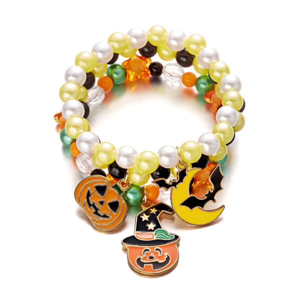 oly-c19709b1034569b1a6a49305f0704fd4 Wholesale 2025 New Halloween Element Pumpkin Ghost Bracelet Women's Design Colorful Elastic Beaded Bracelet