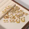 Wholesale PVD Coated 18K Gold Real Gold Plated U Shape Crown Butterfly Stainless Steel Classic Style Waterproof Non Tarnish Earrings