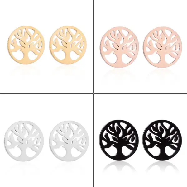 PVD Coated 18K Gold Real Gold Plated Tree 304 Stainless Steel Preppy Style Waterproof Non Tarnish Ear Studs