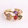 Wholesale Pastoral Flower Copper Plating Inlay Zircon Open Ring 1 Piece