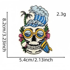 Colorful landscape skull cloth sticker 4#