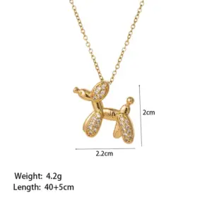 [8174] Balloon Dog Necklace [Gold]