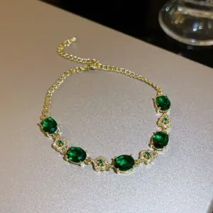 2. Real Gold Plated Emerald Zircon Bracelet