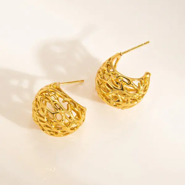 Golden Plated 201 Stainless Steel Electroplating Zircon Geometric Hypoallergenic Drop Earrings Ear Studs