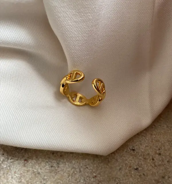 304 Stainless Steel Solid Color PVD Coated 18K Real Gold Plated Simple Style Classic Style Waterproof Non Tarnish Hollow Out Open Rings