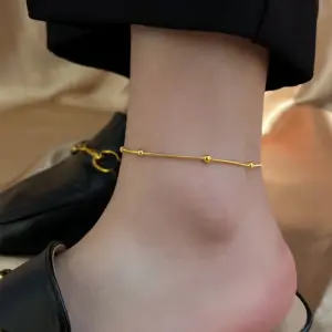 J079-Round Bead Snake Chain-Anklet- Gold