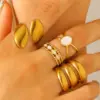 304 Stainless Steel Geometric Water Droplets Rack Plated Long-Lasting Plated Ion Plating (IP) K Gold Plated IG Style Enamel Plating Adjustable Ring