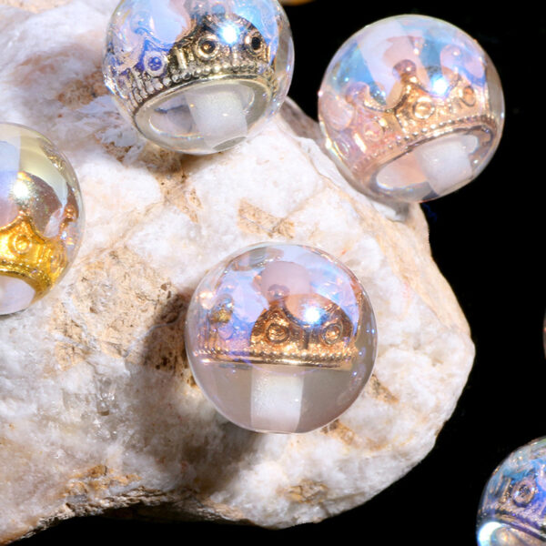 Wholesale New Golden Crown Colorful Straight Hole Loose Beads DIY Mobile Phone Key Chain Necklace Bag Chain Accessories