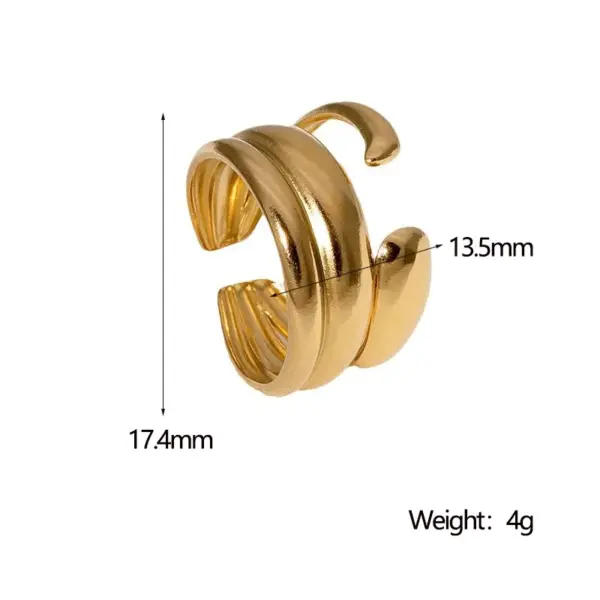 Wholesale PVD Coated Real Gold Plated 18K Gold Lines 304 Stainless Steel Modern Style Simple Style IG Style Waterproof Non Tarnish Open Rings