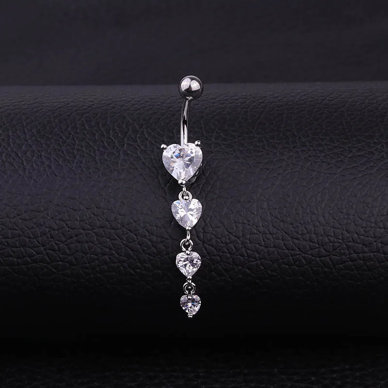 Wholesale 316L Stainless Steel Zircon Ear Cartilage Rings & Studs Heart Waterproof Non Tarnish Surgical Steel Unisex