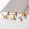 Wholesale 1 Piece 316L Stainless Steel Copper Zircon Ear Cartilage Rings & Studs Star Moon Butterfly Waterproof Non Tarnish Surgical Steel