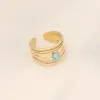 Wholesale Fashion Waves Stainless Steel Inlay Open Ring