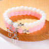Wholesale Stainless Steel Hollow Cross Glass Beaded Bracelet