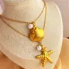PVD Coated Real Gold Plated 18K Gold Starfish Shell 304 Stainless Steel Elegant Beach Waterproof Non Tarnish 201 Stainless Steel Pendant Necklace