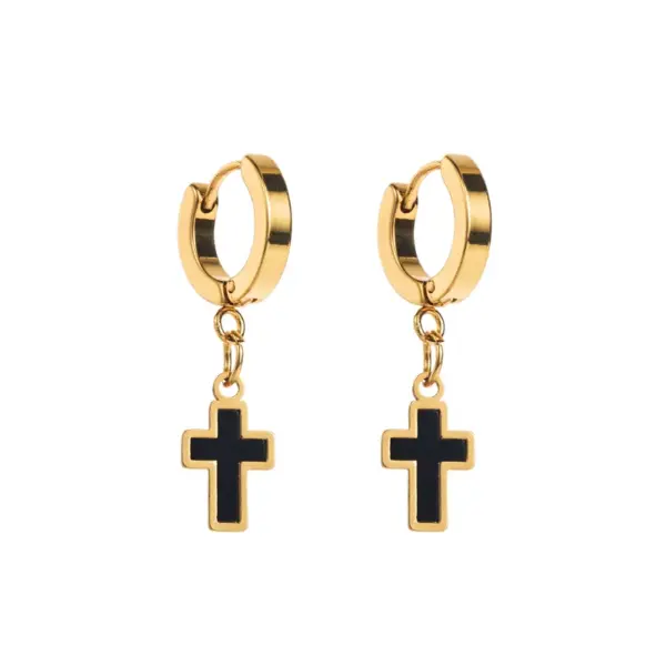 Wholesale 1 Pair Modern Style Simple Style Cross 304 Stainless Steel Drop Earrings