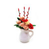 Wholesale 1:12 Dollhouse Accessories Dollhouse Mini Clay Flower Red Rose Pink Magnolia White Jar Flower Arrangement Model