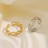 Wholesale PVD Coated 18K Gold Plated Oval 304 Stainless Steel Simple Style Waterproof Non Tarnish Open Rings