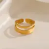 Wholesale PVD Coated 18K Gold Plated Lines 304 Stainless Steel Hip-Hop Waterproof Non Tarnish Open Rings