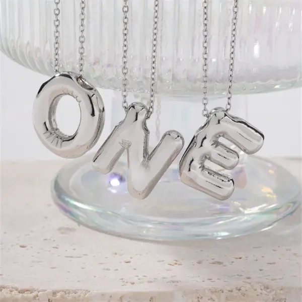 Wholesale 304 Stainless Steel Copper Rhodium Plated Hip-Hop Modern Style Classic Style Plating Letter Pendant Necklace