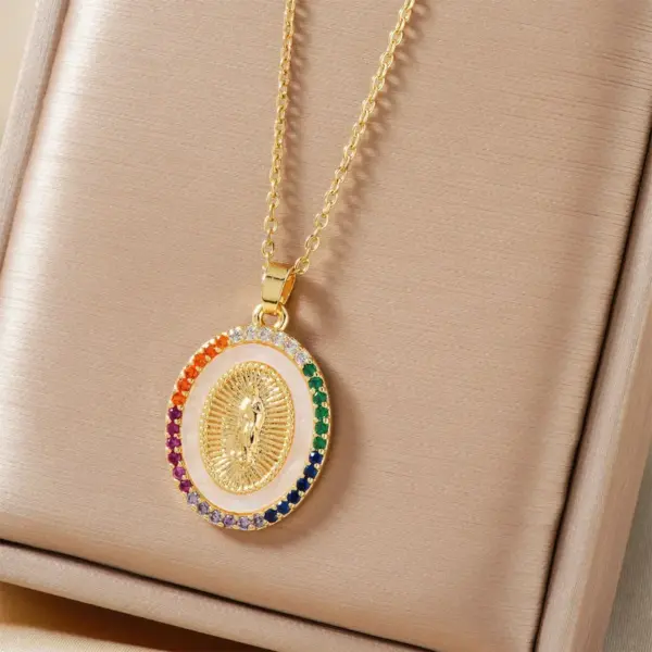 Wholesale Jewelry Commute Virgin Mary 304 Stainless Steel Copper Cable Chain Pendant Necklace