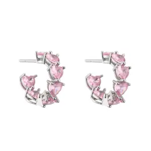 White Gold Color Pink Diamond 1 Pair