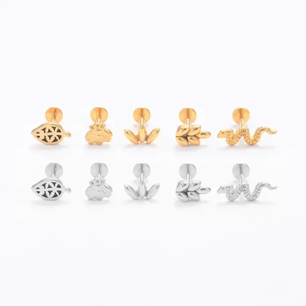 Wholesale Classic Style Leaf Snake Bee Stainless Steel Plating Lip Stud