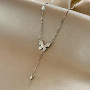 B39 Six-Claw Diamond Silver Necklace-X837 Silver
