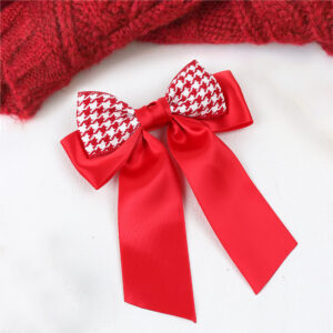 Red and white houndstooth + red bow