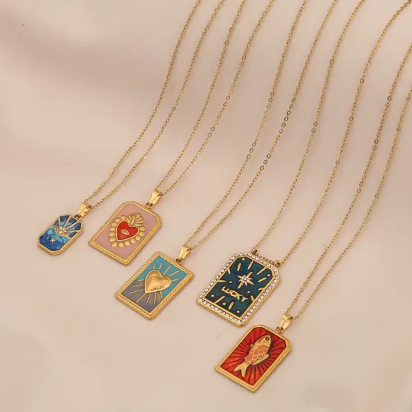 Ion Plating (IP) 18K Gold Real Plated Heart Shape Fish 304 Stainless Steel Vintage Style Waterproof Non Tarnish Pendant Necklace