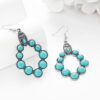 Wholesale European and American New Retro Earrings Bohemian Turquoise Drop-Shaped Cut Out Earrings Earrings Factory Direct Sale