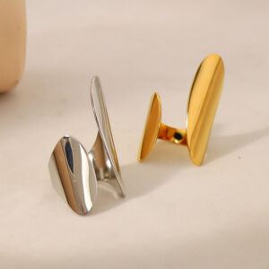 Wholesale Irregular geometric open ring gold-plated titanium steel ring
