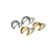 Wholesale PVD Coated Real Gold Plated 18K Gold Moon 304 Stainless Steel Simple Style Waterproof Non Tarnish Ear Studs