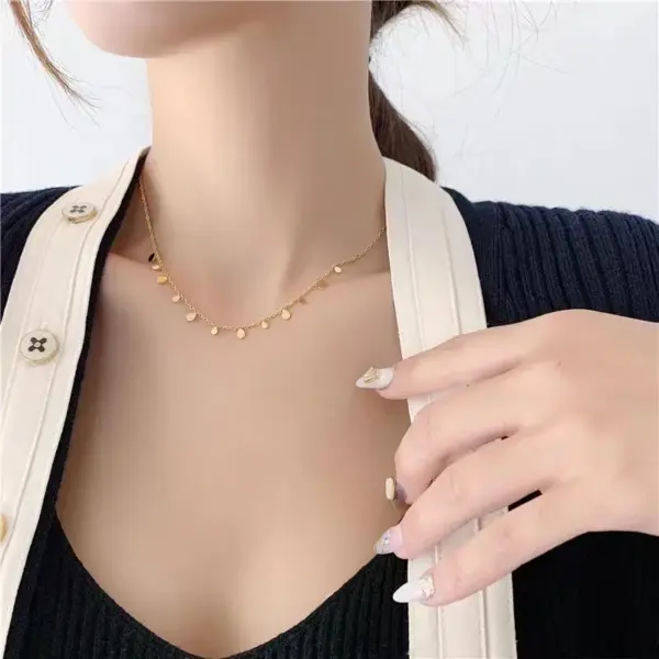 Wholesale PVD Coated Real Gold Plated Solid Color Titanium Steel Simple Style Waterproof Non Tarnish Titanium Steel Necklace